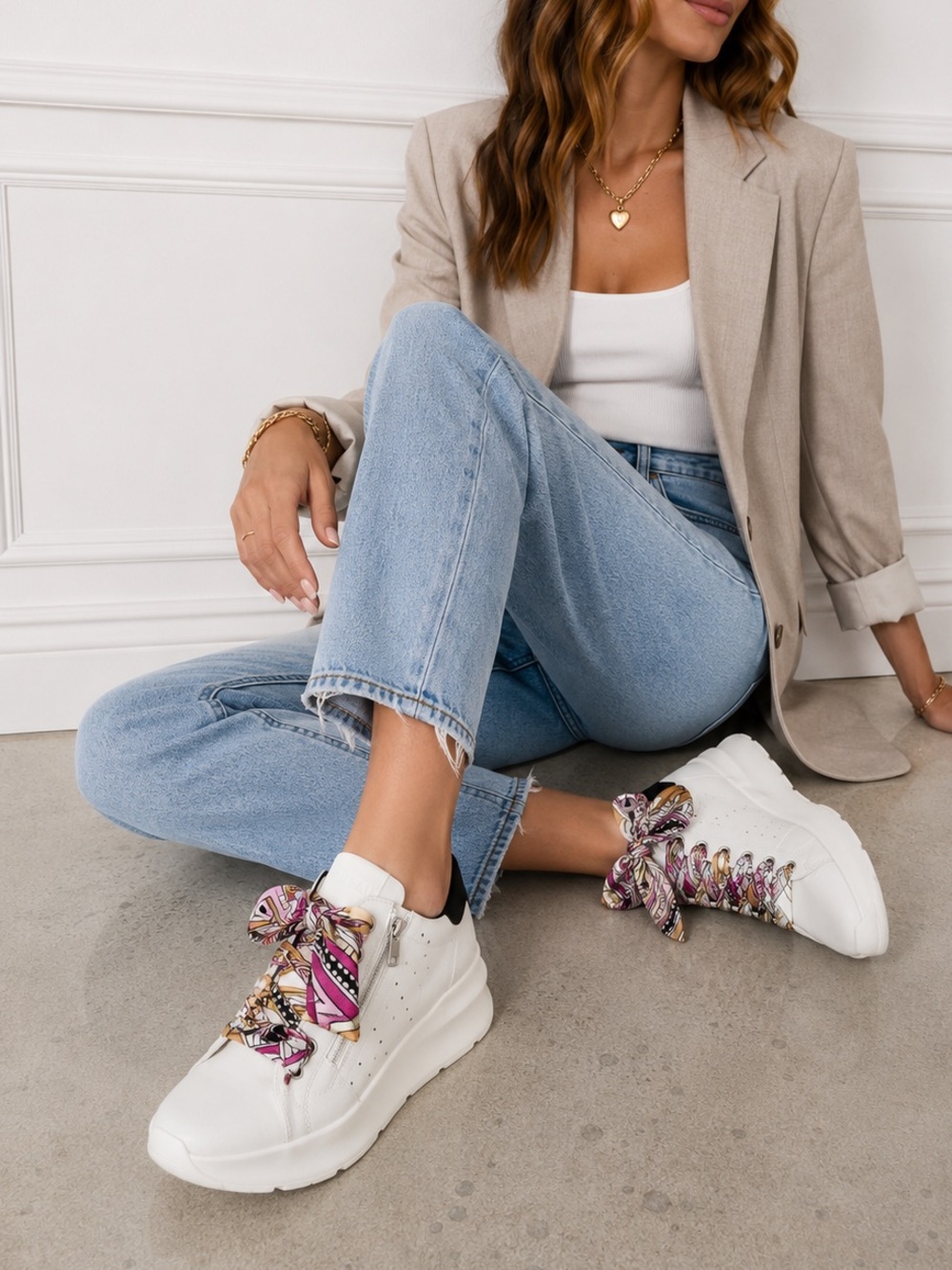 Italeau Catania Italian Leather Wedge Sneakers White NIB EU 38.5/US 8.5 MSRP$259